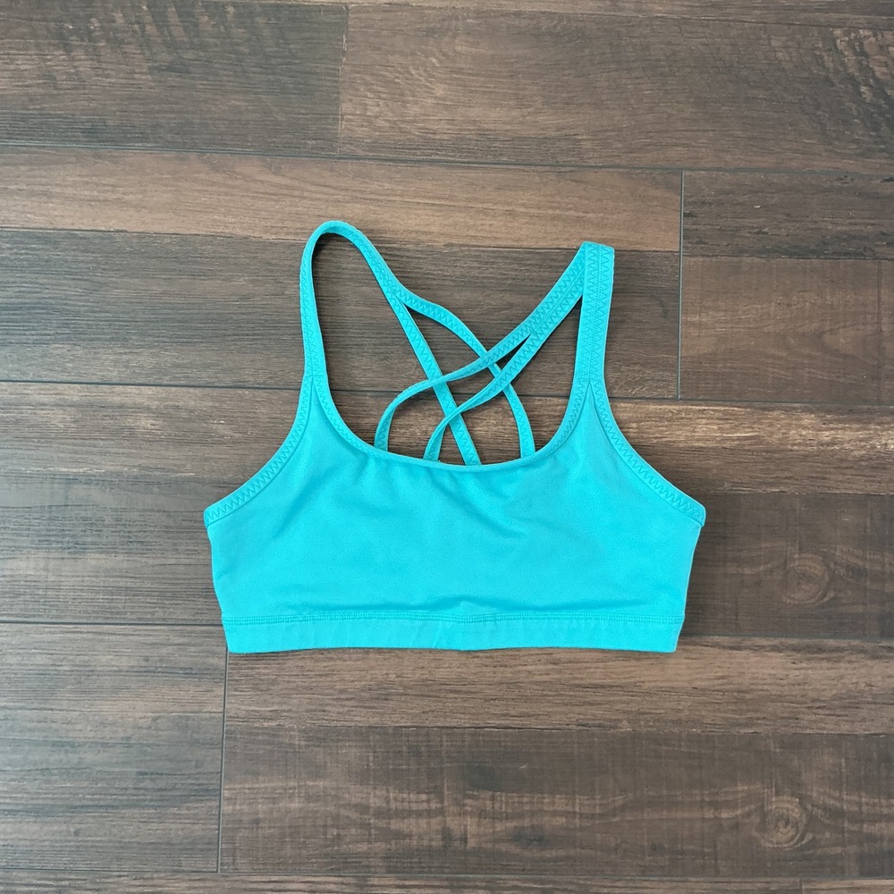 Patagonia Strappy Criss Cross Back Sports Bra Turquoise Blue Medium Activewear M